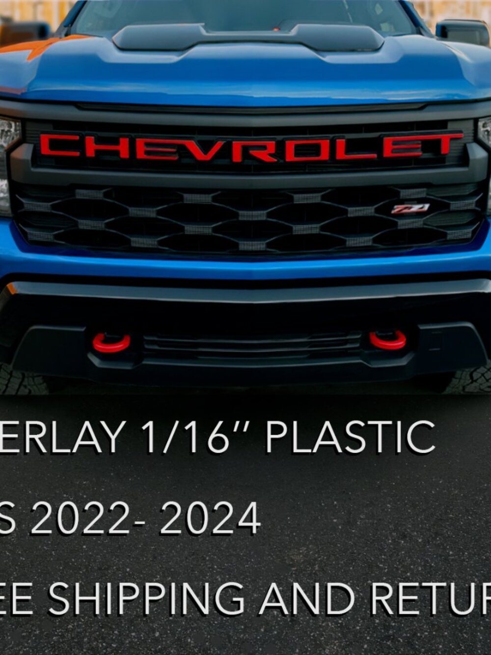 Overlay Grill Letters Inserts 2022 2023 2024 Silverado Red NOT VINYL
